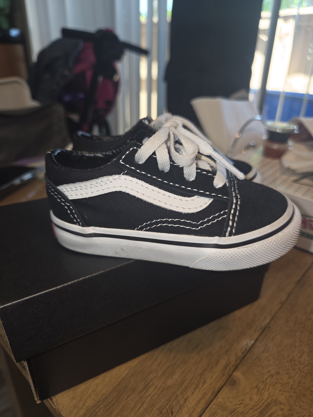 Vans Black and White Kids Low-Top Skate Sneaker